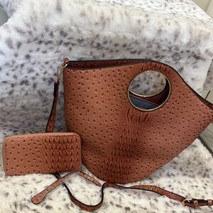 Elegant Brown Handbag and Wallet Set